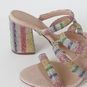 Brand New Rainbow Rhinestone High Heel Sandals